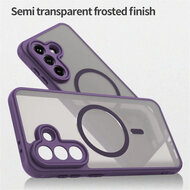 Samsung Galaxy A37 Hoesje - MobyDefend MagSafe Case Mat Transparant Met Gekleurde Rand - Paars