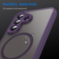 Samsung Galaxy A37 Hoesje - MobyDefend MagSafe Case Mat Transparant Met Gekleurde Rand - Paars