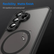 Samsung Galaxy A37 Hoesje - MobyDefend MagSafe Case Mat Transparant Met Gekleurde Rand - Zwart