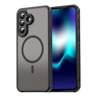 Samsung Galaxy A37 Hoesje - MobyDefend MagSafe Case Mat Transparant Met Gekleurde Rand - Zwart