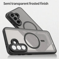 Samsung Galaxy A37 Hoesje - MobyDefend MagSafe Case Mat Transparant Met Gekleurde Rand - Zwart