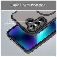 Samsung Galaxy A37 Hoesje - MobyDefend MagSafe Case Mat Transparant Met Gekleurde Rand - Zwart