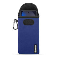 Hoesje voor Xiaomi Redmi Note 15 4G - MobyDefend Neopreen Pouch Met Karabijnhaak - Insteekhoesje - Riemlus Hoesje - Blauw