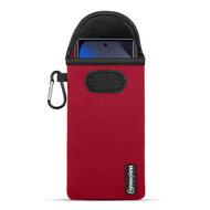 Hoesje voor Xiaomi Redmi Note 15 4G - MobyDefend Neopreen Pouch Met Karabijnhaak - Insteekhoesje - Riemlus Hoesje - Rood