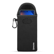 Hoesje voor Xiaomi Redmi Note 15 5G - MobyDefend Neopreen Pouch Met Karabijnhaak - Insteekhoesje - Riemlus Hoesje - Zwart