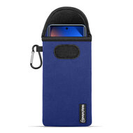 Hoesje voor Xiaomi Redmi Note 15 5G - MobyDefend Neopreen Pouch Met Karabijnhaak - Insteekhoesje - Riemlus Hoesje - Blauw