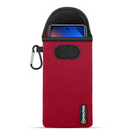 Hoesje voor Xiaomi Redmi Note 15 5G - MobyDefend Neopreen Pouch Met Karabijnhaak - Insteekhoesje - Riemlus Hoesje - Rood