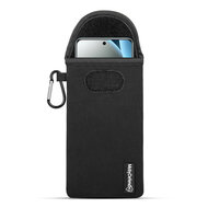 Hoesje voor Xiaomi Redmi Note 15 Pro 4G - MobyDefend Neopreen Pouch Met Karabijnhaak - Insteekhoesje - Riemlus Hoesje - Zwart