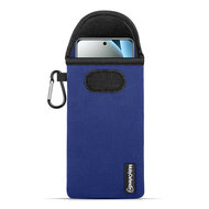 Hoesje voor Xiaomi Redmi Note 15 Pro 4G - MobyDefend Neopreen Pouch Met Karabijnhaak - Insteekhoesje - Riemlus Hoesje - Blauw