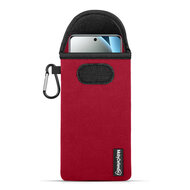 Hoesje voor Xiaomi Redmi Note 15 Pro 4G - MobyDefend Neopreen Pouch Met Karabijnhaak - Insteekhoesje - Riemlus Hoesje - Rood