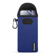 Hoesje voor Xiaomi Redmi Note 15 Pro 5G - MobyDefend Neopreen Pouch Met Karabijnhaak - Insteekhoesje - Riemlus Hoesje - Blauw
