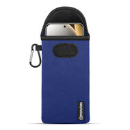 Hoesje voor Xiaomi Redmi Note 15 Pro Plus 5G - MobyDefend Neopreen Pouch Met Karabijnhaak - Insteekhoesje - Riemlus Hoesje - Blauw