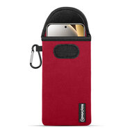 Hoesje voor Xiaomi Redmi Note 15 Pro Plus 5G - MobyDefend Neopreen Pouch Met Karabijnhaak - Insteekhoesje - Riemlus Hoesje - Rood