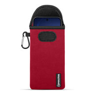 Hoesje voor Oppo Reno15 - MobyDefend Neopreen Pouch Met Karabijnhaak - Insteekhoesje - Riemlus Hoesje - Rood