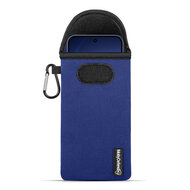 Hoesje voor Oppo Reno15 F / Oppo Reno15 FS - MobyDefend Neopreen Pouch Met Karabijnhaak - Insteekhoesje - Riemlus Hoesje - Blauw