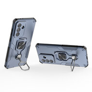 Samsung Galaxy A37 Hoesje - MobyDefend Dubbelgelaagde Pantsercase Met Standaard - Blauw