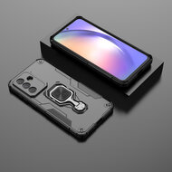 Samsung Galaxy A37 Hoesje - MobyDefend Dubbelgelaagde Pantsercase Met Standaard - Zwart
