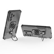 Samsung Galaxy A37 Hoesje - MobyDefend Dubbelgelaagde Pantsercase Met Standaard - Zwart