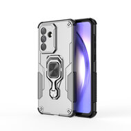 Samsung Galaxy A37 Hoesje - MobyDefend Dubbelgelaagde Pantsercase Met Standaard - Zilvergrijs