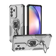 Samsung Galaxy A37 Hoesje - MobyDefend Dubbelgelaagde Pantsercase Met Standaard - Zilvergrijs
