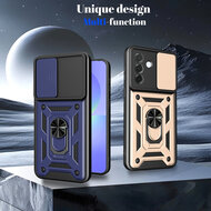 Samsung Galaxy A57 Hoesje - MobyDefend Pantsercase Met Draaibare Ring - Zilvergrijs