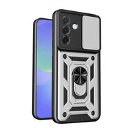 Samsung Galaxy A57 Hoesje - MobyDefend Pantsercase Met Draaibare Ring - Zilvergrijs