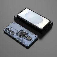 Samsung Galaxy S26 Hoesje - MobyDefend Dubbelgelaagde Pantsercase Met Standaard - Blauw