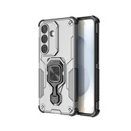 Samsung Galaxy S26 Hoesje - MobyDefend Dubbelgelaagde Pantsercase Met Standaard - Zilvergrijs