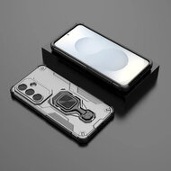 Samsung Galaxy S26 Hoesje - MobyDefend Dubbelgelaagde Pantsercase Met Standaard - Zilvergrijs