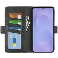 Samsung Galaxy S26 Hoesje - MobyDefend Luxe Wallet Book Case (Sluiting Zijkant) - Zwart