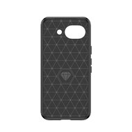 Google Pixel 10a Hoesje - MobyDefend TPU Backcover - Geborstelde Metaal &amp; Carbon-Look - Zwart