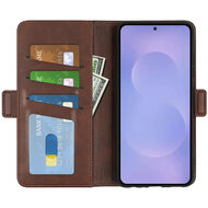 Samsung Galaxy S26 Hoesje - MobyDefend Luxe Wallet Book Case (Sluiting Zijkant) - Bruin