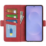 Samsung Galaxy S26 Hoesje - MobyDefend Luxe Wallet Book Case (Sluiting Zijkant) - Rood