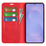 Samsung Galaxy S26 Hoesje - MobyDefend Luxe Wallet Bookcase (Magnetische Sluiting) - Rood