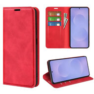 Samsung Galaxy S26 Hoesje - MobyDefend Luxe Wallet Bookcase (Magnetische Sluiting) - Rood