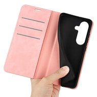 Samsung Galaxy S26 Hoesje - MobyDefend Luxe Wallet Bookcase (Magnetische Sluiting) - Roze