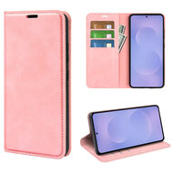 Samsung Galaxy S26 Hoesje - MobyDefend Luxe Wallet Bookcase (Magnetische Sluiting) - Roze