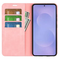 Samsung Galaxy S26 Hoesje - MobyDefend Luxe Wallet Bookcase (Magnetische Sluiting) - Roze