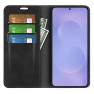 Samsung Galaxy S26 Hoesje - MobyDefend Luxe Wallet Bookcase (Magnetische Sluiting) - Zwart