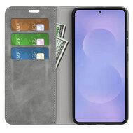 Samsung Galaxy S26 Hoesje - MobyDefend Luxe Wallet Bookcase (Magnetische Sluiting) - Grijs