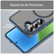 Samsung Galaxy S26 Plus (S26+) Hoesje - MobyDefend MagSafe Case Mat Transparant Met Gekleurde Rand - Blauw
