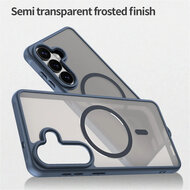 Samsung Galaxy S26 Plus (S26+) Hoesje - MobyDefend MagSafe Case Mat Transparant Met Gekleurde Rand - Blauw