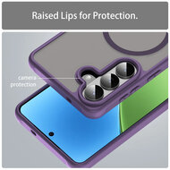 Samsung Galaxy S26 Plus (S26+) Hoesje - MobyDefend MagSafe Case Mat Transparant Met Gekleurde Rand - Paars