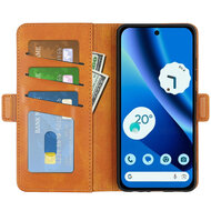 Google Pixel 10a Hoesje - MobyDefend Luxe Wallet Book Case (Sluiting Zijkant) - Lichtbruin