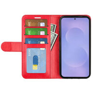 Samsung Galaxy S26 Hoesje - MobyDefend Wallet Book Case (Sluiting Achterkant) - Rood