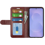 Samsung Galaxy S26 Hoesje - MobyDefend Wallet Book Case (Sluiting Achterkant) - Bruin