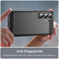 Samsung Galaxy S26 Hoesje - MobyDefend TPU Backcover - Geborstelde Metaal &amp; Carbon-Look - Zwart