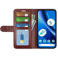 Google Pixel 10a Hoesje - MobyDefend Wallet Book Case (Sluiting Achterkant) - Bruin