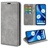 Google Pixel 10a Hoesje - MobyDefend Luxe Wallet Bookcase (Magnetische Sluiting) - Grijs