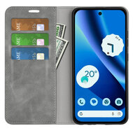 Google Pixel 10a Hoesje - MobyDefend Luxe Wallet Bookcase (Magnetische Sluiting) - Grijs